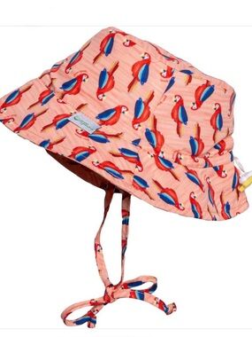 NWT IPlay Green Sprouts infant size 0-6 months pink/ parrots bucket hat